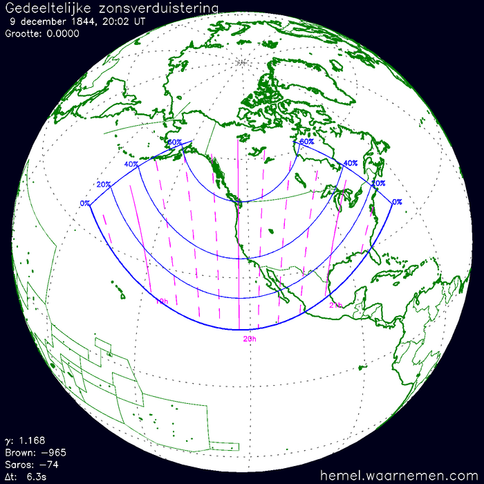 Wereldkaart van de eclips