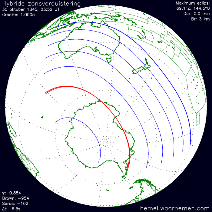 Wereldkaart van de eclips