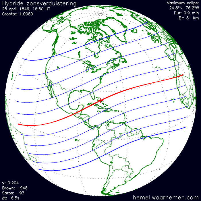 Wereldkaart van de eclips