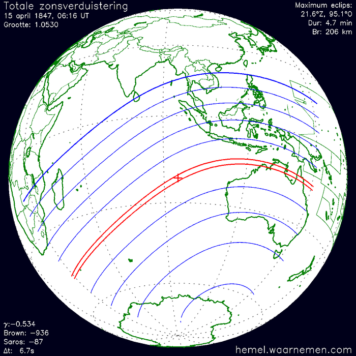 Wereldkaart van de eclips