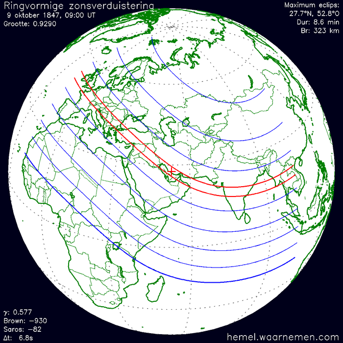 Wereldkaart van de eclips