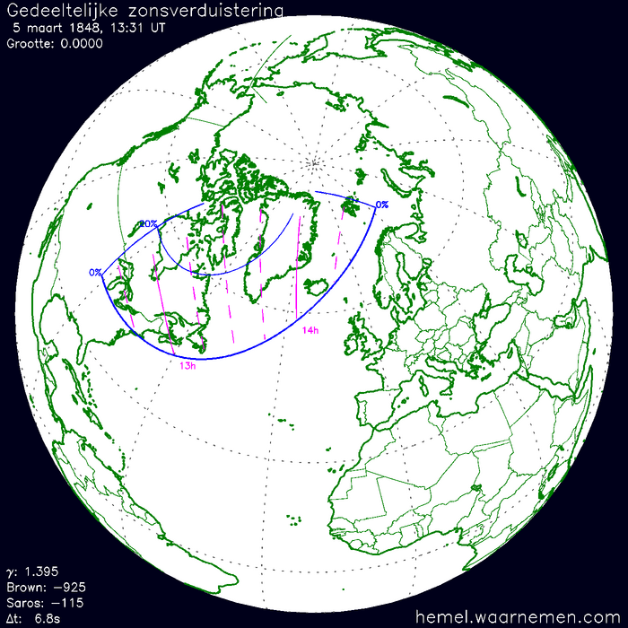 Wereldkaart van de eclips