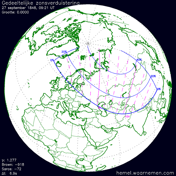 Wereldkaart van de eclips