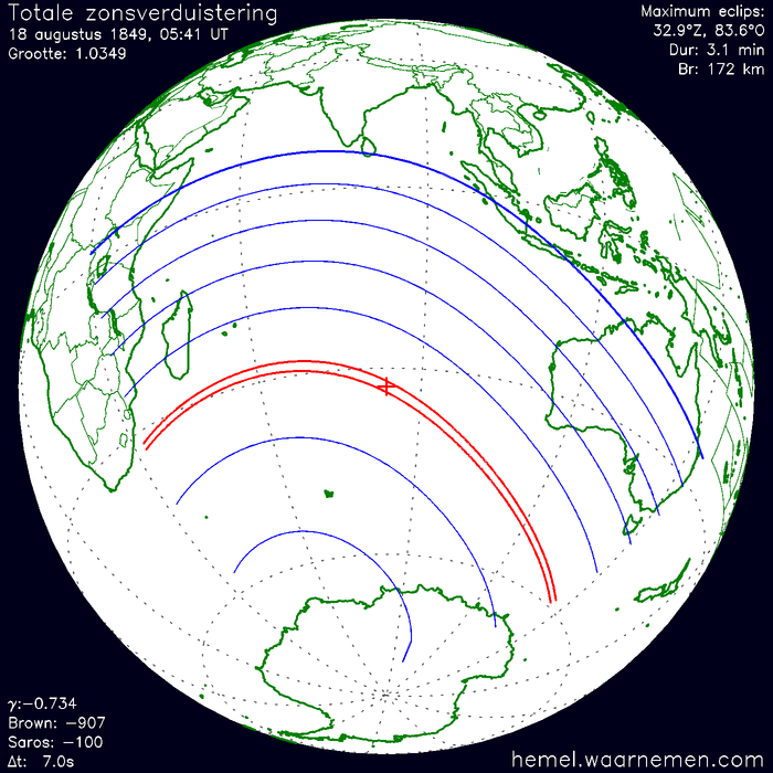 Wereldkaart van de eclips