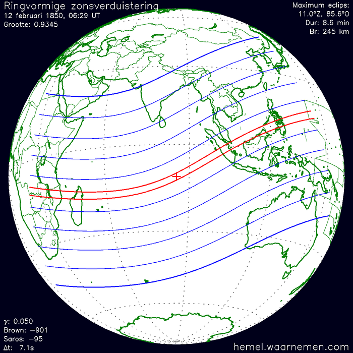 Wereldkaart van de eclips