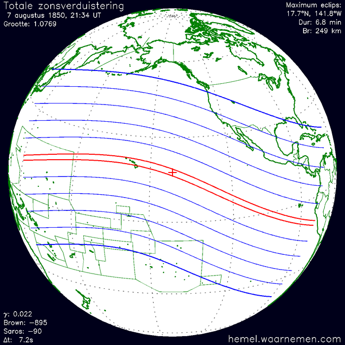 Wereldkaart van de eclips