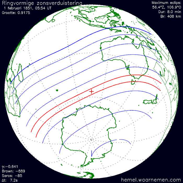 Wereldkaart van de eclips