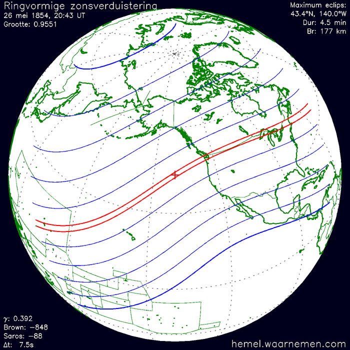 Wereldkaart van de eclips