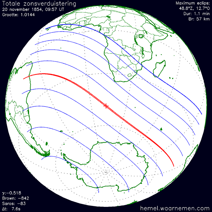 Wereldkaart van de eclips