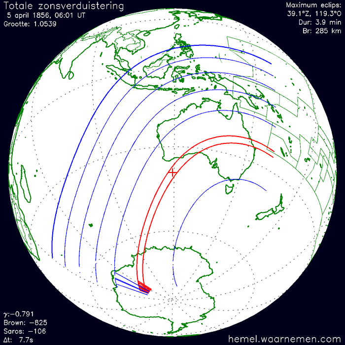 Wereldkaart van de eclips