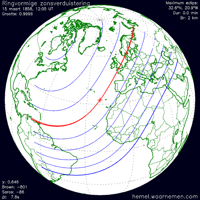 Wereldkaart van de eclips