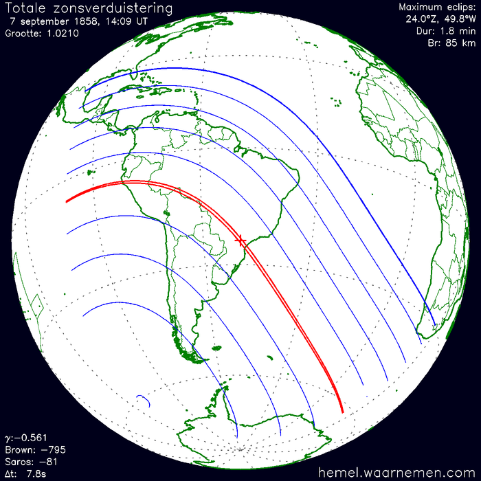 Wereldkaart van de eclips