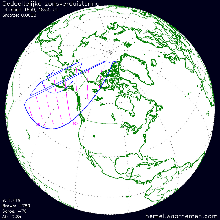 Wereldkaart van de eclips