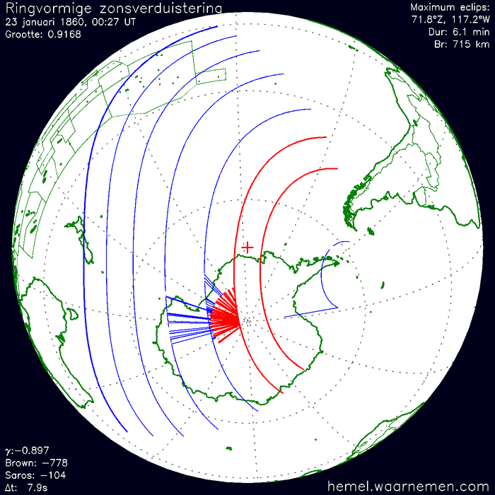 Wereldkaart van de eclips