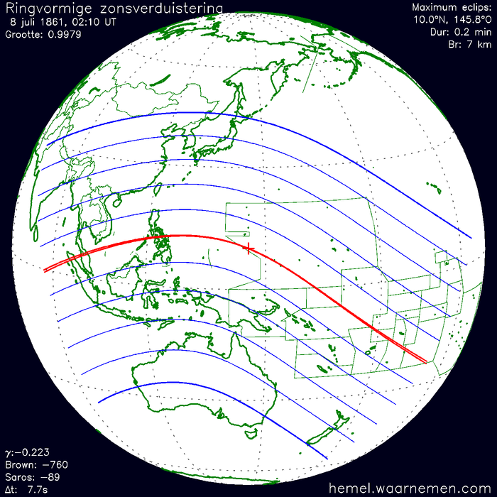 Wereldkaart van de eclips