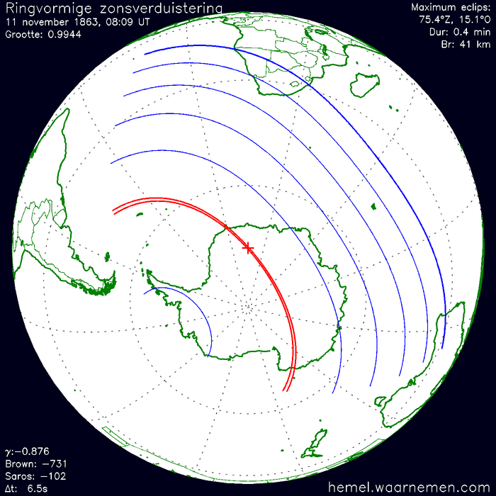 Wereldkaart van de eclips