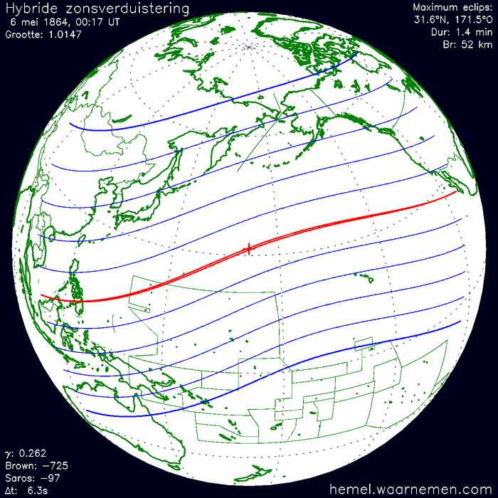 Wereldkaart van de eclips