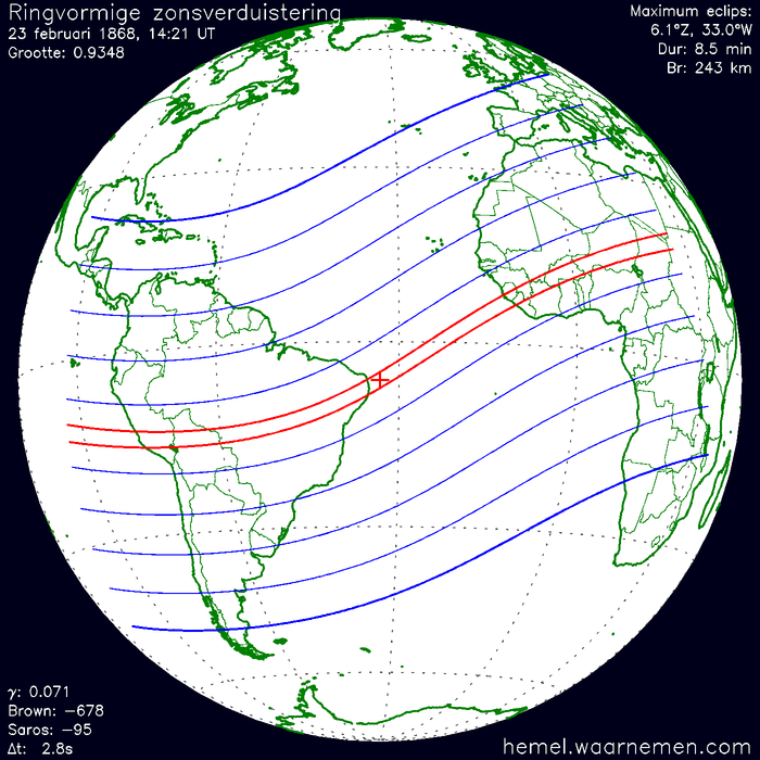 Wereldkaart van de eclips