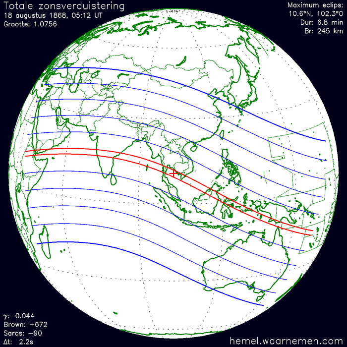 Wereldkaart van de eclips