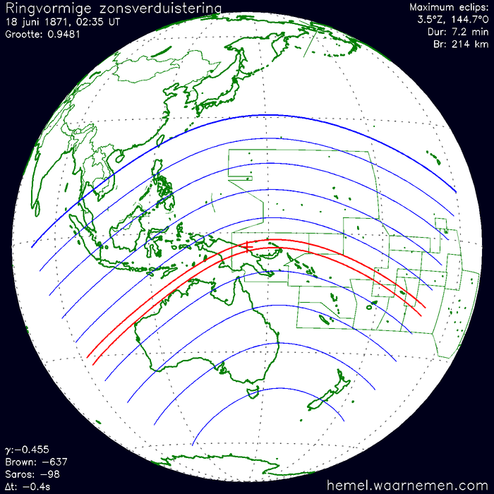 Wereldkaart van de eclips