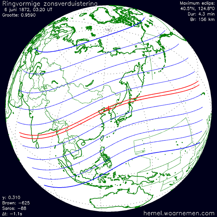 Wereldkaart van de eclips