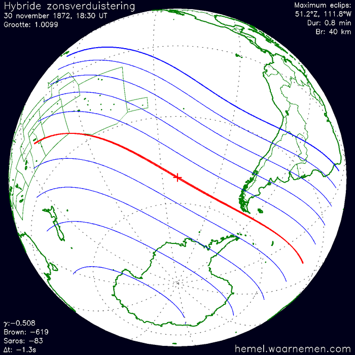 Wereldkaart van de eclips