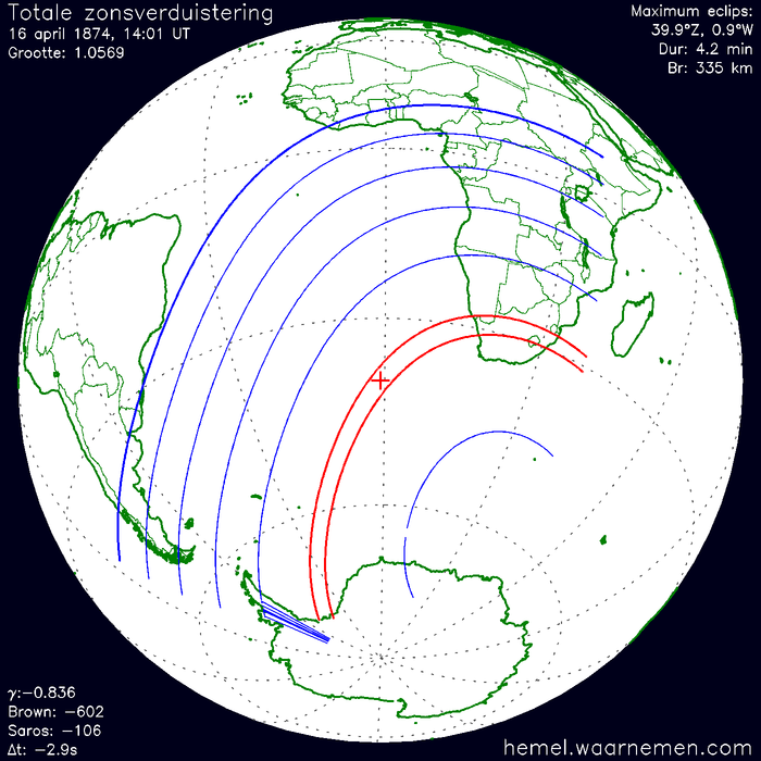 Wereldkaart van de eclips