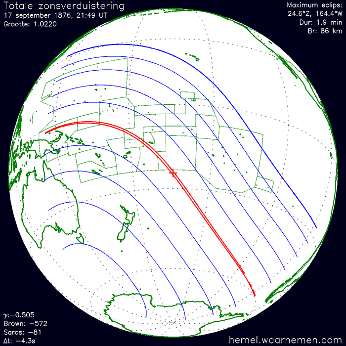 Wereldkaart van de eclips