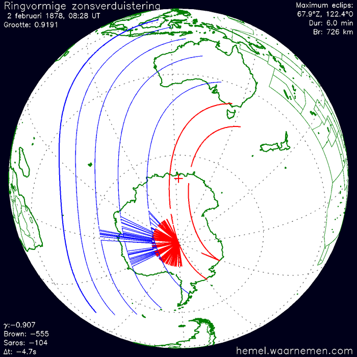 Wereldkaart van de eclips