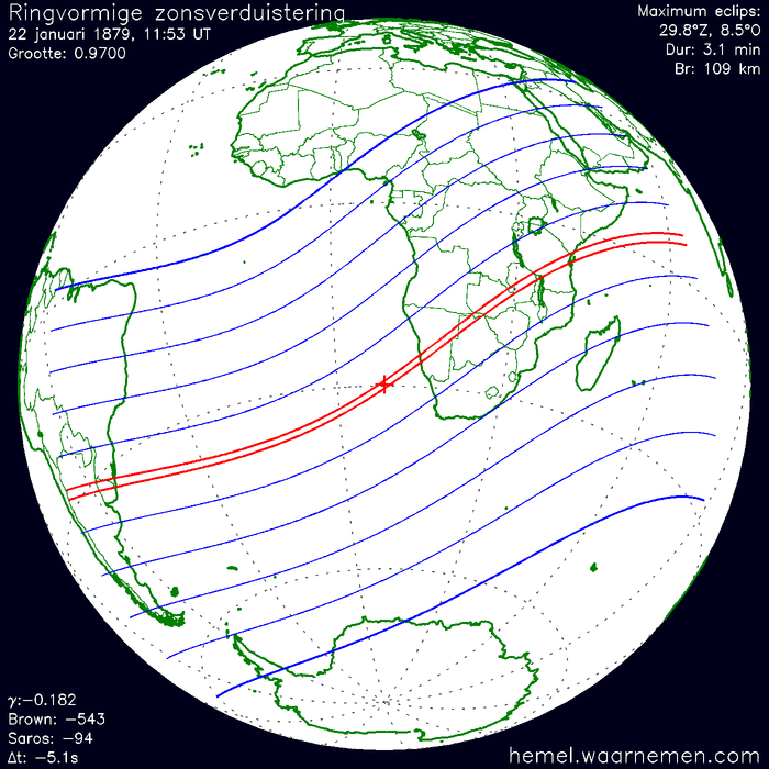 Wereldkaart van de eclips