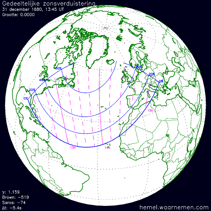 Wereldkaart van de eclips