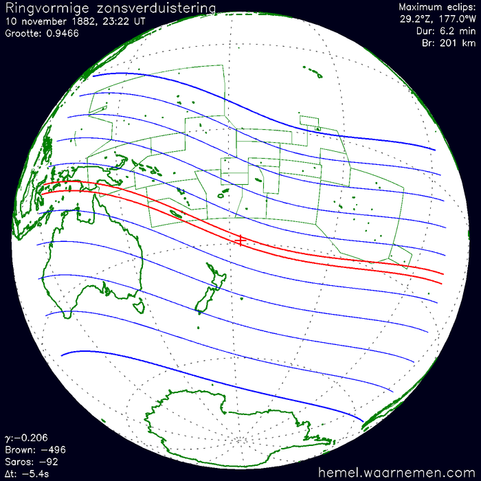 Wereldkaart van de eclips