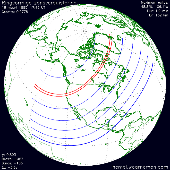 Wereldkaart van de eclips