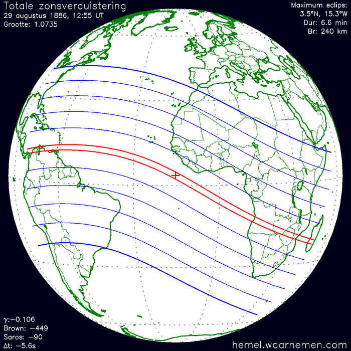 Wereldkaart van de eclips