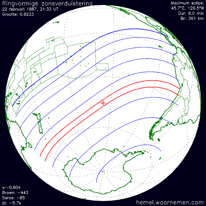 Wereldkaart van de eclips