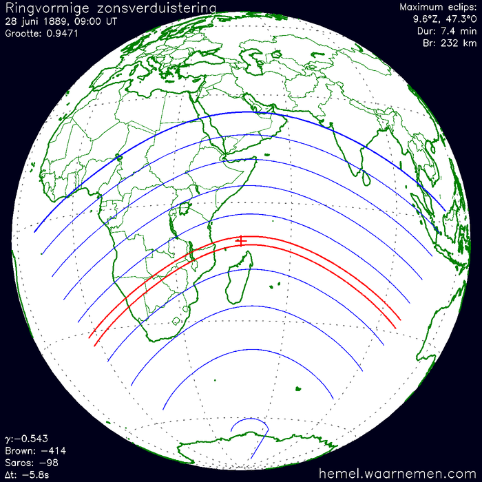 Wereldkaart van de eclips