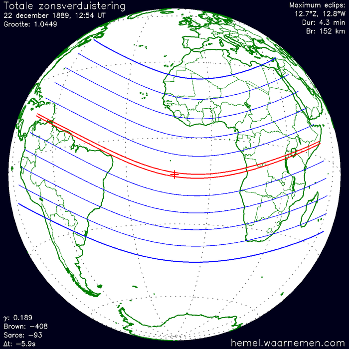 Wereldkaart van de eclips