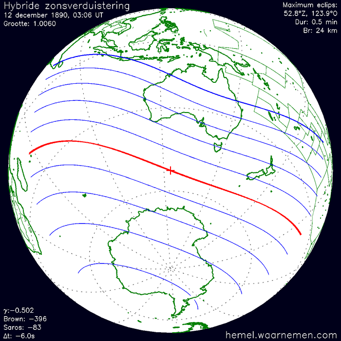 Wereldkaart van de eclips