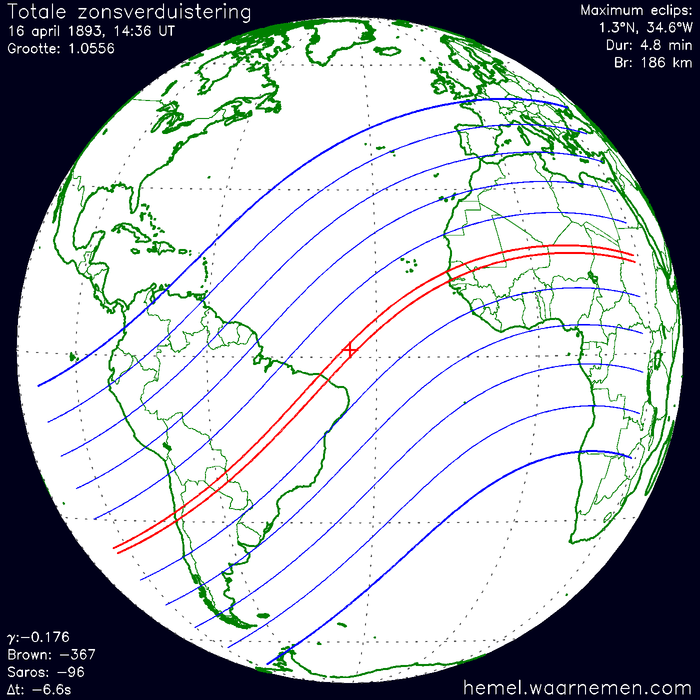 Wereldkaart van de eclips