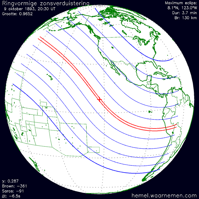 Wereldkaart van de eclips