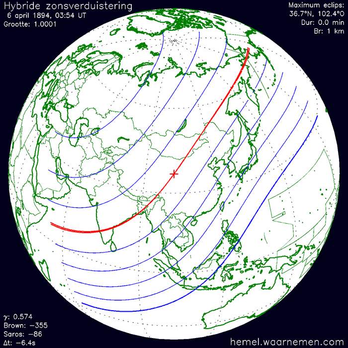 Wereldkaart van de eclips