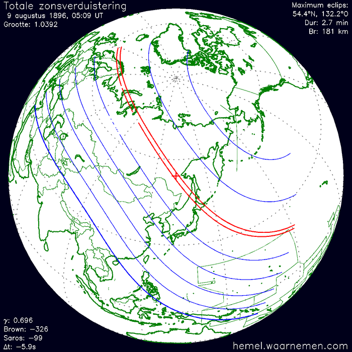 Wereldkaart van de eclips