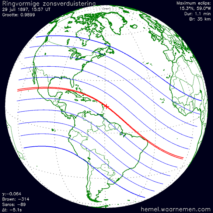 Wereldkaart van de eclips