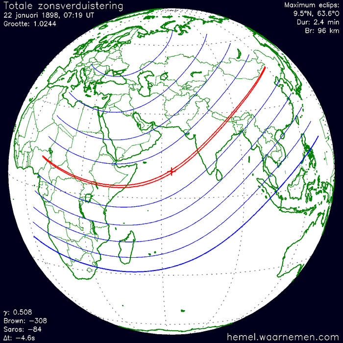 Wereldkaart van de eclips