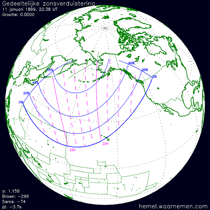 Wereldkaart van de eclips