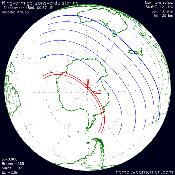 Wereldkaart van de eclips