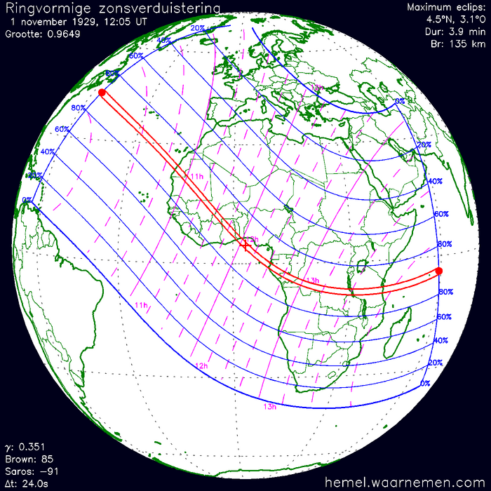 Wereldkaart van de eclips