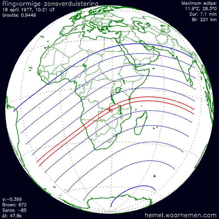 Wereldkaart van de eclips