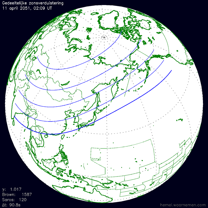 Wereldkaart van de eclips