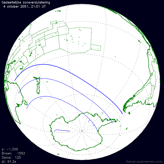 Wereldkaart van de eclips